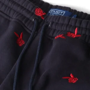 DEATH BUNNY ALL OVER EMBROIDERED SHORTS NAVY
